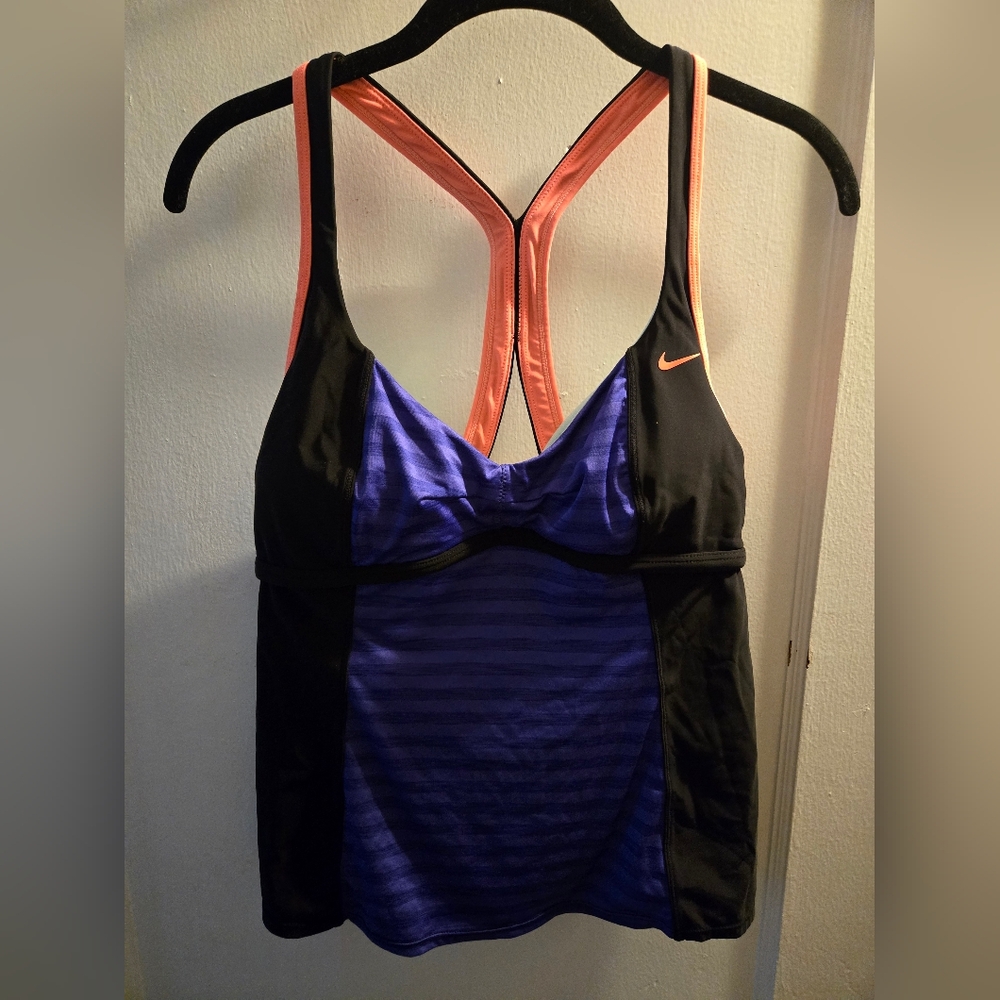Nike Women's Strappy Swom Top - Black, Purple, and Orange